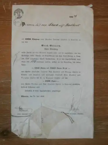 alte Akte - 1859, von Schack auf Basthorst b. Lauenburg , Adel , Groß Görnow b. Sternberg i. Mecklenburg !!