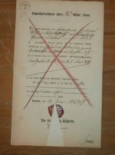 alte Akte - 1859, Hypothek Johann Will zu Blievenstorf b. Parchim , Neustadt i. Mecklenburg , Adel , Borkenhagen Jahncke