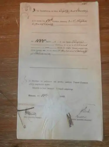 alte Akte - 1862 , C. Heyden in Tieplitz b. Sternberg i. Mecklenburg , Pensionär Schlaaff zu Schlemmin !!