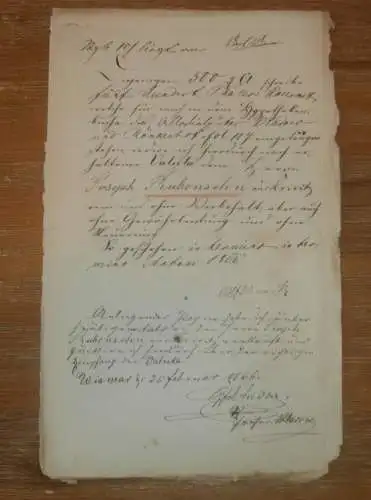 alte Akte - 1866 , J. Rubensohn in Crivitz , Kladow und Rönkenhof i. Mecklenburg , Wismar !!