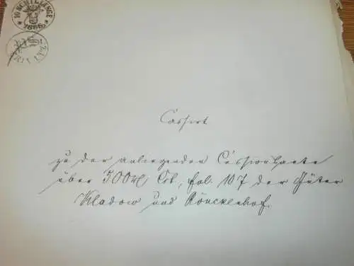 alte Akte - 1866 , J. Rubensohn in Crivitz , Kladow und Rönkenhof i. Mecklenburg , Wismar !!