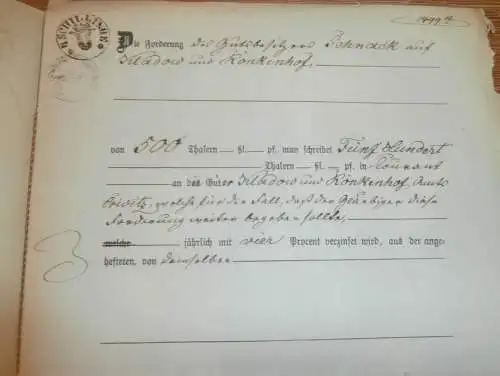 alte Akte - 1866 , J. Rubensohn in Crivitz , Kladow und Rönkenhof i. Mecklenburg , Wismar !!