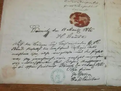 alte Akte - 1866 , Carl Staude in Teetzleben / Malchin i. Mecklenburg , Adel , Neuendorf b. Ribnitz , Dömitz , Walsleben