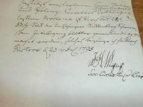 alte Akte - 1795 , von Bülow , Güstrow i. Mecklenburg , Adel , Rostock , Oerthling !!!