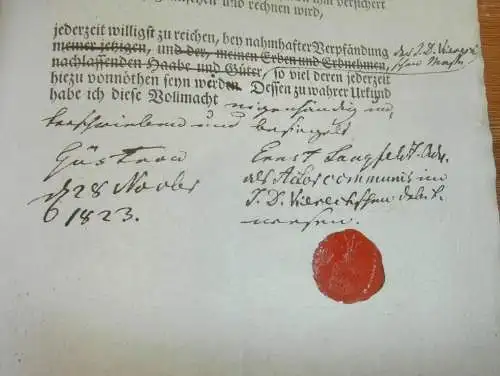 alte Akte - 1823 , von Bülow , Güstrow i. Mecklenburg , Adel , Schwerin !!!