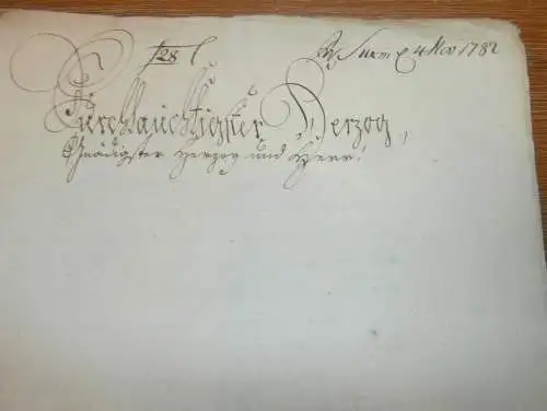 alte Akte - 1782 , von Hahn auf Kuchelmiss i. Mecklenburg , Vermögen , Rostock , Herzog , Roggenbau , Kuchelmiß !!!