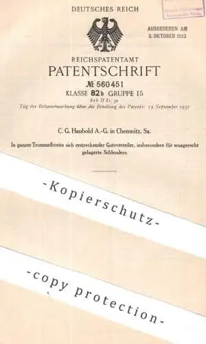original Patent - C. G. Haubold AG , Chemnitz / Sachsen |1930 | Gussverteiler für Schleuder / Schleudertrommel | Milch !