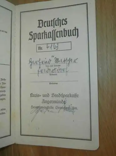 altes Sparbuch Gramzow b. Angermünde , 1952 - 1953 , Gertrud Meißner in Gramzow b. Angermünde  , Sparkasse , Bank !!