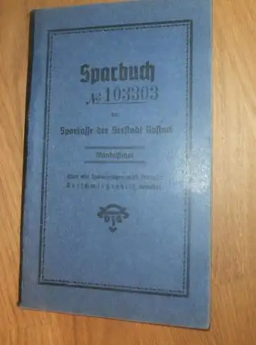 altes Sparbuch Rostock , 1936 - 1944 , Hanna Mitteldorf in Rostock i. Mecklenburg , Sparkasse , Bank !!