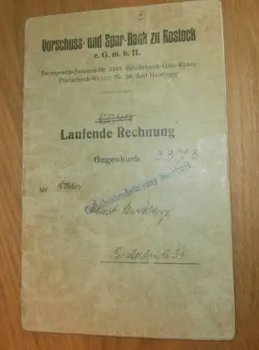 altes Sparbuch Rostock , 1933 - 1944 , Ernst Mitteldorf in Rostock i. Mecklenburg , Sparkasse , Bank !!