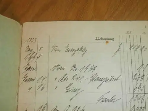 altes Sparbuch Rostock , 1933 - 1944 , Ernst Mitteldorf in Rostock i. Mecklenburg , Sparkasse , Bank !!