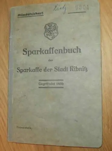 altes Sparbuch Ribnitz , 1942 - 1946 , Elisabeth Linz in Brinkmansdorf b. Rostock i. Mecklenburg , Sparkasse , Bank !!