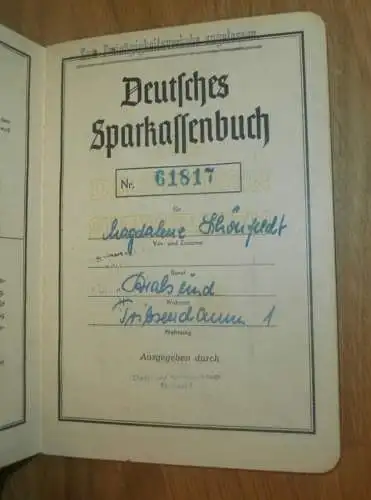altes Sparbuch Stralsund , 1958 - 1960 , Magdalene Schönfeldt in Stralsund i. Mecklenburg , Sparkasse , Bank !!