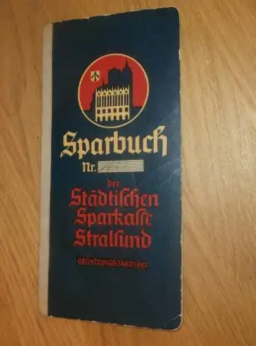 altes Sparbuch Stralsund , 1937 - 1944 , Otto Meier in Teschenhagen i. Mecklenburg , Sparkasse , Bank