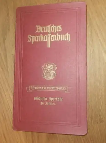 altes Sparbuch Jarmen b. Demmin , 1943 - 1946 , Liesbeth Wardius geb. Fritz in Jarmen i. Mecklenburg , Sparkasse , Bank
