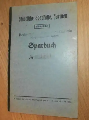 altes Sparbuch Jarmen b. Demmin , 1933 - 1946 , Irma Wardius in Jarmen i. Mecklenburg , Sparkasse , Bank !!