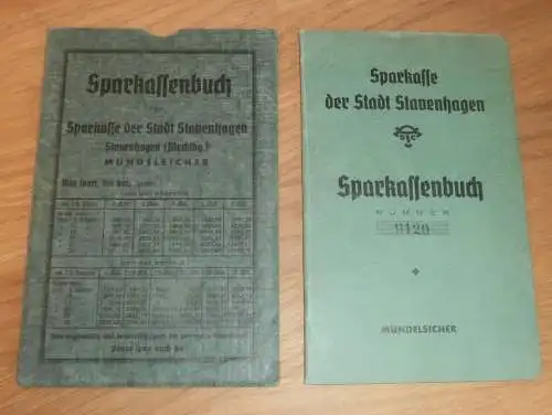 altes Sparbuch Stavenhagen , 1943 - 1944 , Schlosser Richard Haff in Stavenhagen i. Mecklenburg , Sparkasse , Bank !
