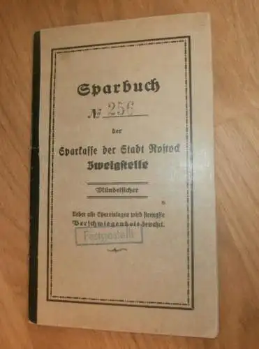 altes Sparbuch Rostock , 1931 - 1941 , Friedrich Schmidt in Rostock i. Mecklenburg , Sparkasse , Bank !!