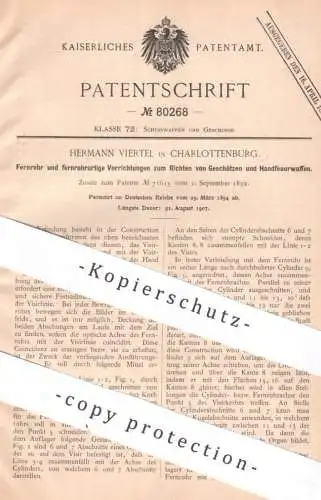 original Patent - Hermann Viertel , Berlin / Charlottenburg | 1894 | Fernrohr für Geschütze , Waffen , Pistole , Gewehr
