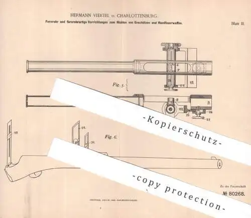 original Patent - Hermann Viertel , Berlin / Charlottenburg | 1894 | Fernrohr für Geschütze , Waffen , Pistole , Gewehr