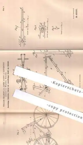 original Patent - William Hillmann & James Avery , Coventry , Warwick | 1889 | Stahlrahmen - Fahrrad | bicycle Fahrräder