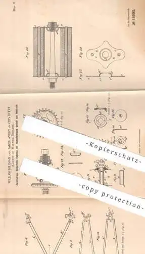 original Patent - William Hillmann & James Avery , Coventry , Warwick | 1889 | Stahlrahmen - Fahrrad | bicycle Fahrräder