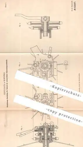 original Patent - Julius Rath , Elberfeld / Wuppertal | 1891 | Fahrrad - Schaltung | Zahnräder | bicycle , Fahrräder