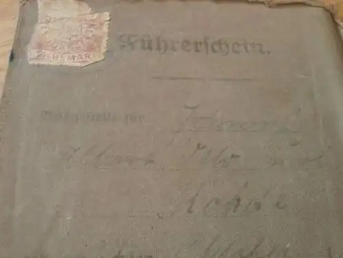 alter Führerschein / Ausweis , 1928 , Johannes Rohde in Parchim / Warnemünde , Dipl.Ing. Schwier in Rostock , Schwerin !