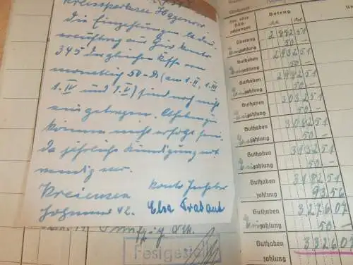 altes Sparbuch Wittenburg, 1944 - 1945 , Elsa Trabant in Karft b. Wittenburg i. Mecklenburg , Sparkasse , Bank !!
