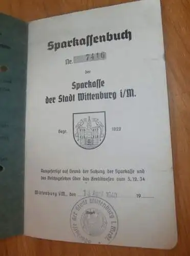 altes Sparbuch Wittenburg, 1940 - 1945 , Elsa Trabant in Karft b. Wittenburg i. Mecklenburg , Sparkasse , Bank !!