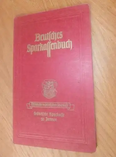 altes Sparbuch Jarmen , 1940 - 1944 , Innungskrankenkasse in Jarmen i. Mecklenburg , IKK , Sparkasse , Bank !!