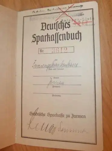 altes Sparbuch Jarmen , 1940 - 1944 , Innungskrankenkasse in Jarmen i. Mecklenburg , IKK , Sparkasse , Bank !!