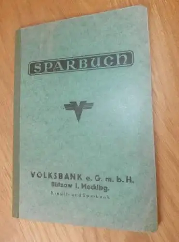 altes Sparbuch Bützow , 1943 , Emma Krüger geb. Burmeister in Bützow i. Mecklenburg , Sparkasse , Bank !!