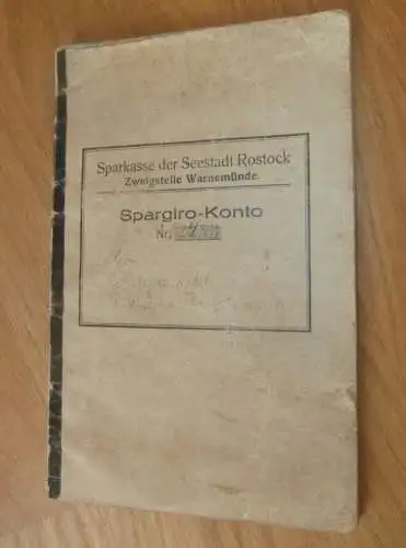 altes Sparbuch Rostock , 1948 - 1952 , Johannes Rohde in Rostock Warnemünde , Mecklenburg , Sparkasse , Bank !!