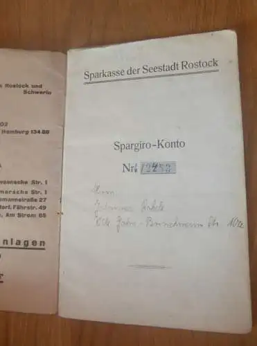 altes Sparbuch Rostock , 1948 - 1952 , Johannes Rohde in Rostock Warnemünde , Mecklenburg , Sparkasse , Bank !!