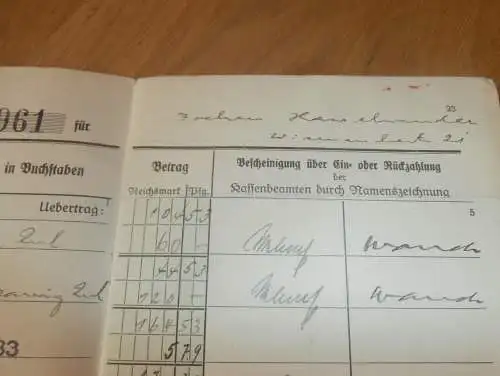 altes Sparbuch Rostock , 1929 - 1946 , Jochen Hasselwander in Rostock i. Mecklenburg , Sparkasse , Bank !!