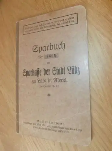 altes Sparbuch Lübz , 1933 - 1944  , Friedrich Karl Schmidt in Lübz i. Mecklenburg , Sparkasse , Bank !!