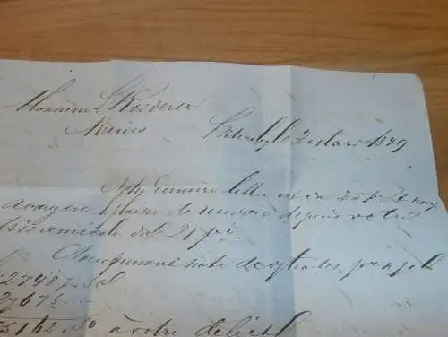 altes Dokument / Brief mit Foto , Sankt Petersburg - Reims 1849 , Seefahrt , Schiff , Post , viele Stempel , Russland !!