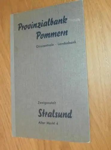 altes Sparbuch Stettin , 1942 - 1945 , Hans Bruno Pfennig in Stralsund i. Mecklenburg , Sparkasse , Bank !!