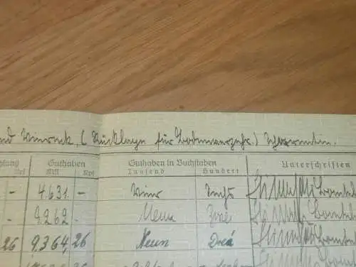 altes Sparbuch Neukalen , 1942 - 1944 , Landwirt Alfred Viereck in Schorrentin b. Neukalen i. Mecklenburg , Sparkasse