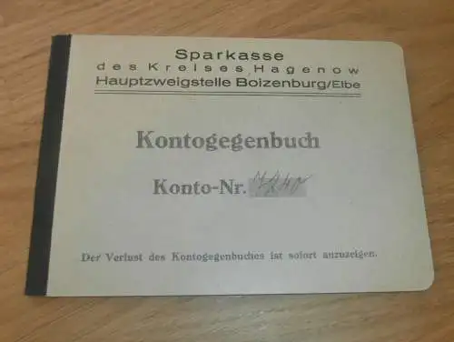 altes Sparbuch Boizenburg a. Elbe , 1943 - März 1945 , Hagenow / Boizenburg a. Elbe i. Mecklenburg , Sparkasse , Bank !!