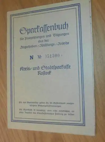 altes Sparbuch Rostock , 1952 - 1955 , Marie Stolte geb. Delsa in Rostock i. Mecklenburg , Sparkasse