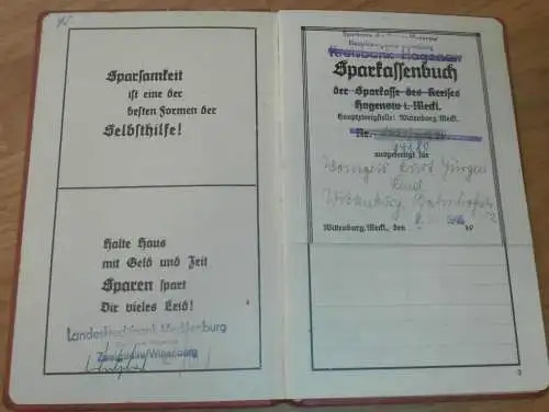 altes Sparbuch Hagenow , 1946 - 1953 , Kurt Jürgen Wonigeit in Wittenburg i. Mecklenburg , Sparkasse