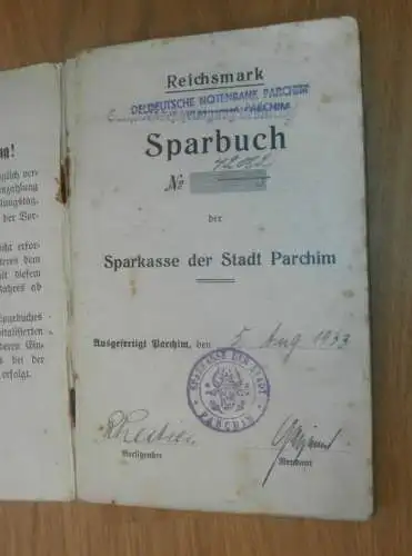 altes Sparbuch Parchim , 1933 - 1947 , Zimmermann Walter Müller in Siggelkow i. Mecklenburg , Sparkasse