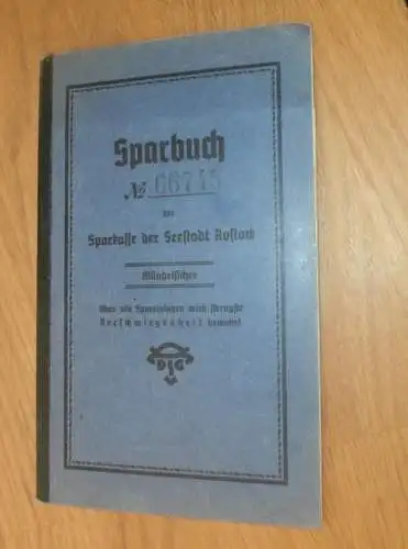 altes Sparbuch Rostock , 1937 - 1944 , Gernot Hinke in Rostock i. Mecklenburg , Sparkasse