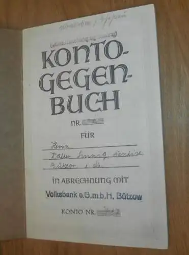 altes Sparbuch Bützow , 1938 - 1944 , Dentist Walter Linnig in Bützow i. Mecklenburg , Sparkasse