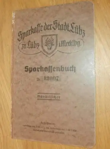 altes Sparbuch Lübz , 1942 - 1944 , Kurt Thomsen in Lübz i. Mecklenburg , Sparkasse