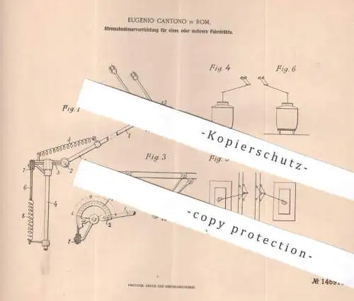 original Patent - Eugenio Cantono , Rom , Italien , 1902 , Stromabnehmervorrichtung für elektr. Fahrzeuge | Eisenbahn !