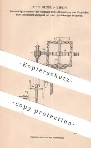 original Patent - Otto Mende , Berlin , 1902 , Geschwindigkeitsmesser | Geschwindigkeit messen | Tachometer , Reibrad