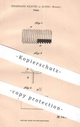 original Patent - Ferdinand Richter , Aussig , Böhmen , 1902 | Fräser | Fräse , Fräsmaschine , Werkzeug , Drehbank ,